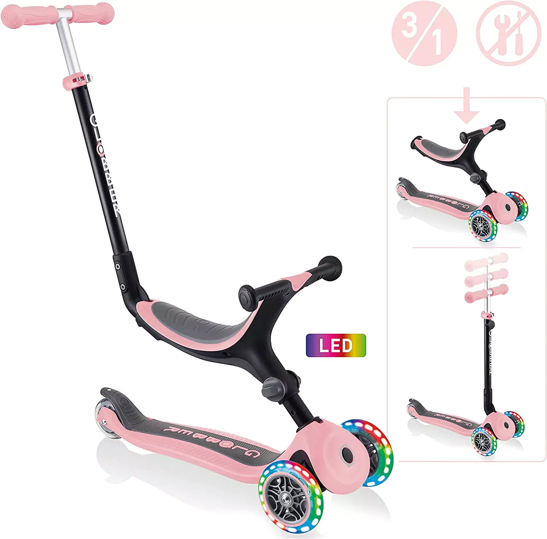 SCOOTER - Dreirad - GLOBBER Go-Up Foldable Lights 3 in 1 - Pastel Rosa