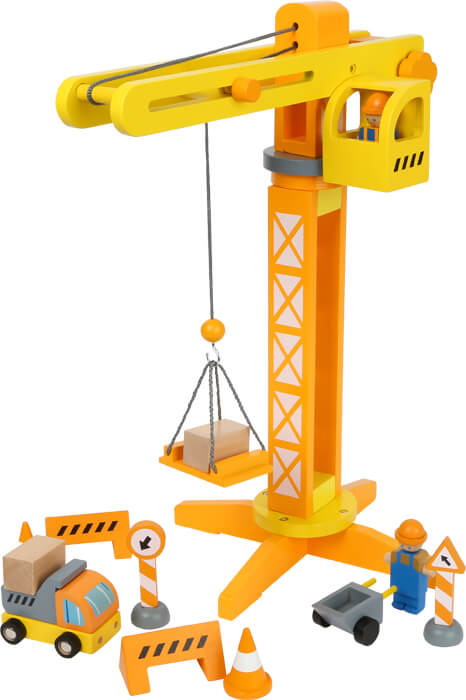 construction crane with construction site accessories