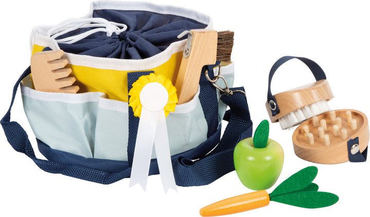 Toy horse care set with bag 