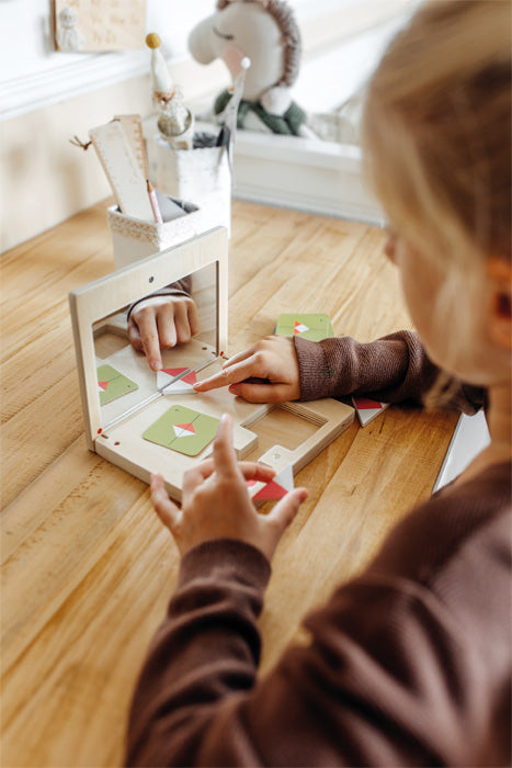 Symmetry game with mirror “Educate” 
