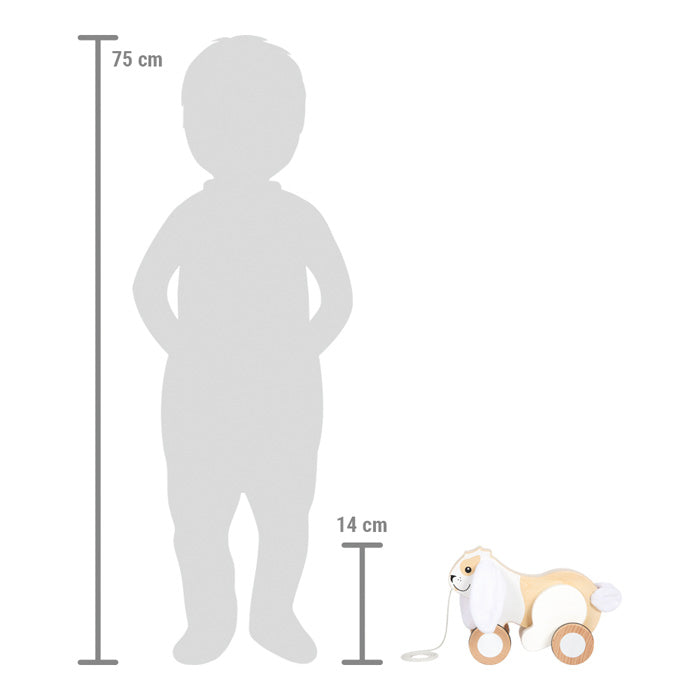 Pull-along toy rabbit with crackling ears