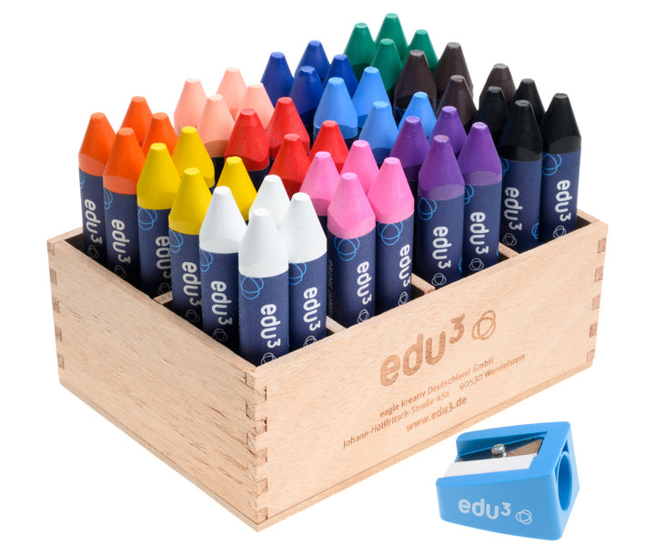PRIME Jumbo Wachsmalkreide – 48er Holzaufsteller inkl. Spitzer