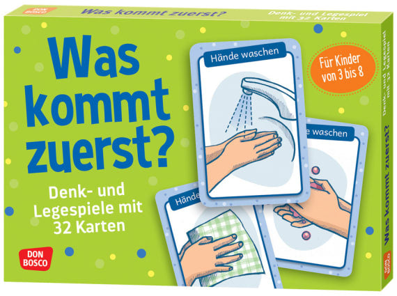 Was kommt zuerst? Denk- und Legespiele mit 32 Karten für Kinder von 3 bis 8