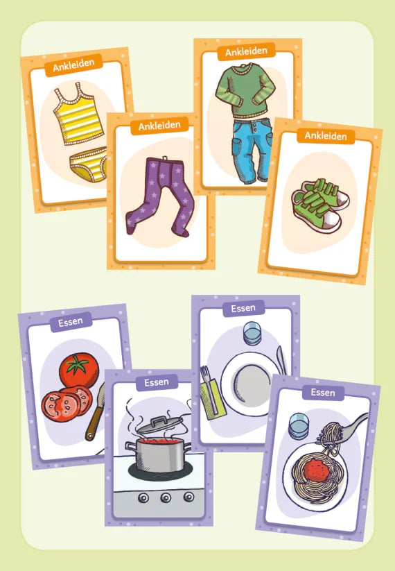 Was kommt zuerst? Denk- und Legespiele mit 32 Karten für Kinder von 3 bis 8