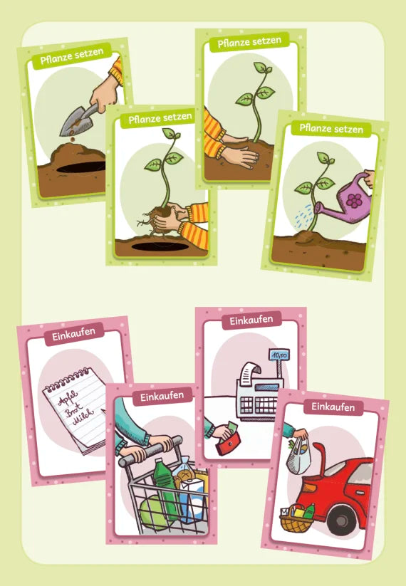 Was kommt zuerst? Denk- und Legespiele mit 32 Karten für Kinder von 3 bis 8