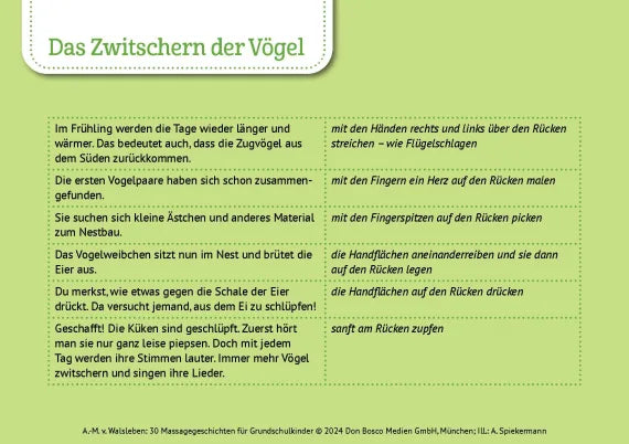 30 Massagegeschichten für Grundschulkinder - Entspannung im Frühling, Sommer, Herbst und Winter. Bildkarten für Kinder von 6 bis 10