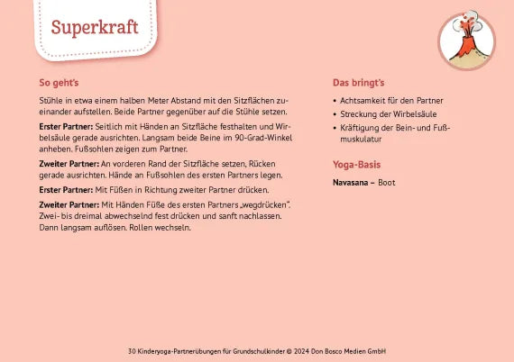 30 Kinderyoga-Partnerübungen für Grundschul-Kinder - Bildkarten für Bewegung, Entspannung und Konzentration in Klassenzimmer und Gruppenraum