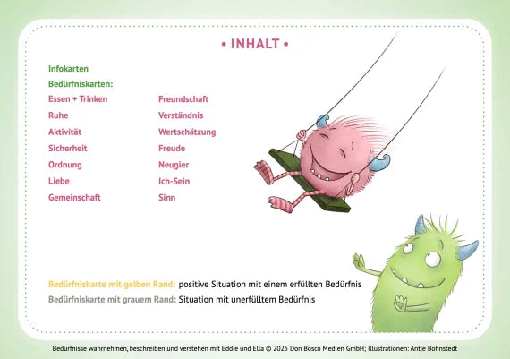 Bedürfnisse wahrnehmen, beschreiben und verstehen mit Eddie und Ella - 30 Bildkarten für Kinder zum Umgang mit Bedürfnissen