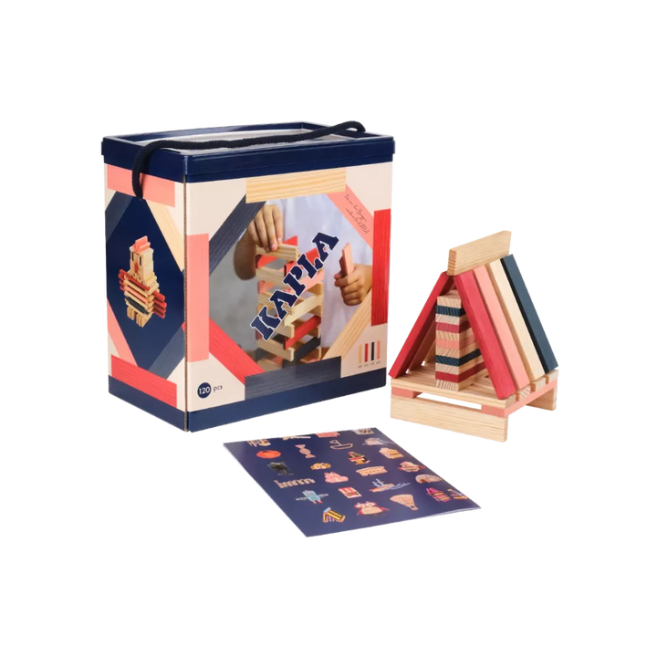 KAPLA - 120er BOX (dunkelblau, rosa & rot)