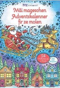 ADVENTSKALENDER - Mäi mageschen Adventskalenner fir ze molen - 24 Molbicher an e Pinsel