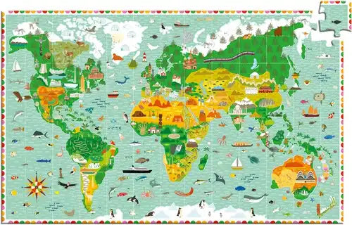 Beobachtungspuzzle Weltkarte 200 Teile mit Heft