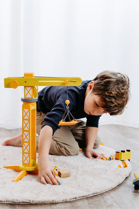 construction crane with construction site accessories