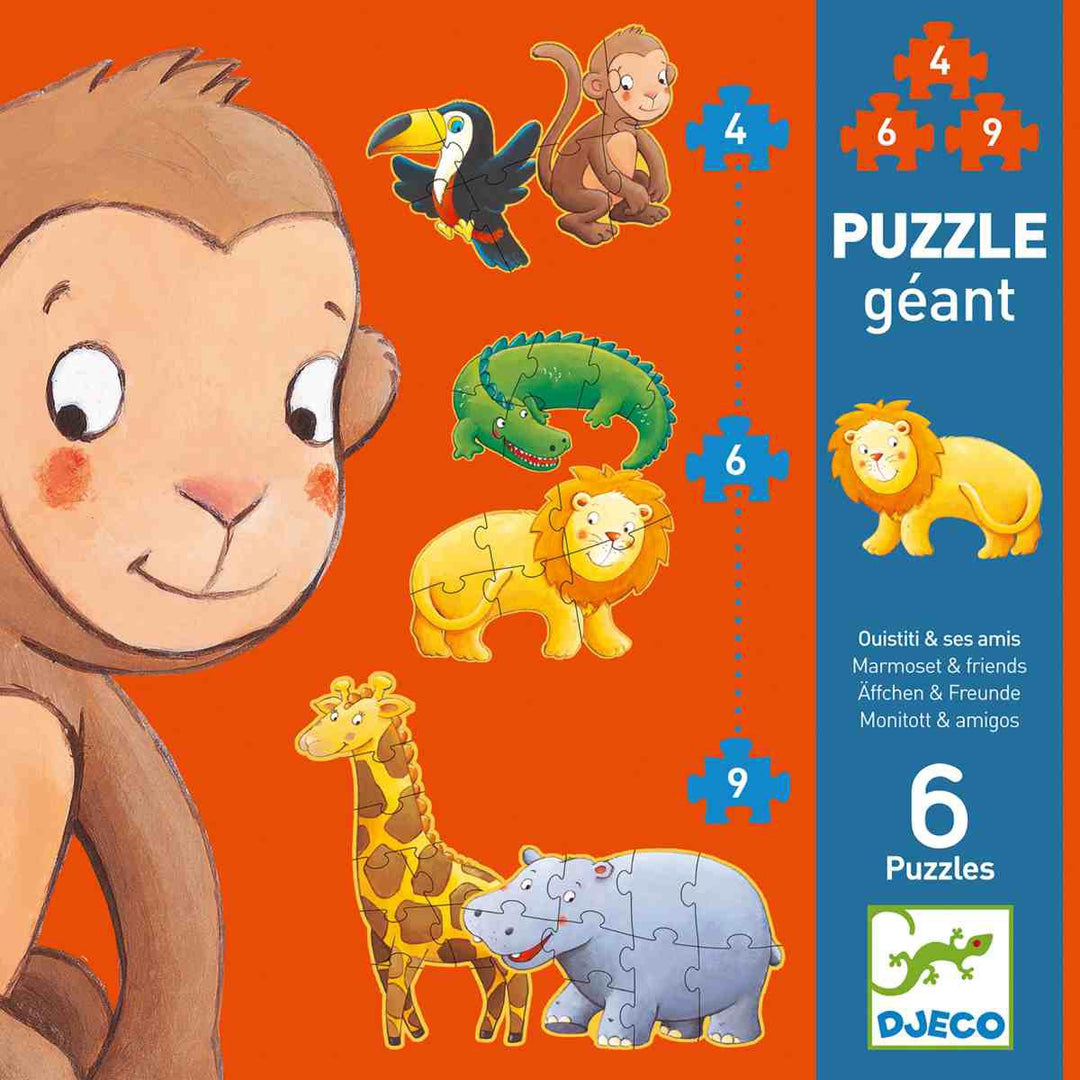 Puzzle singes et amis - 3,6,9 pièces