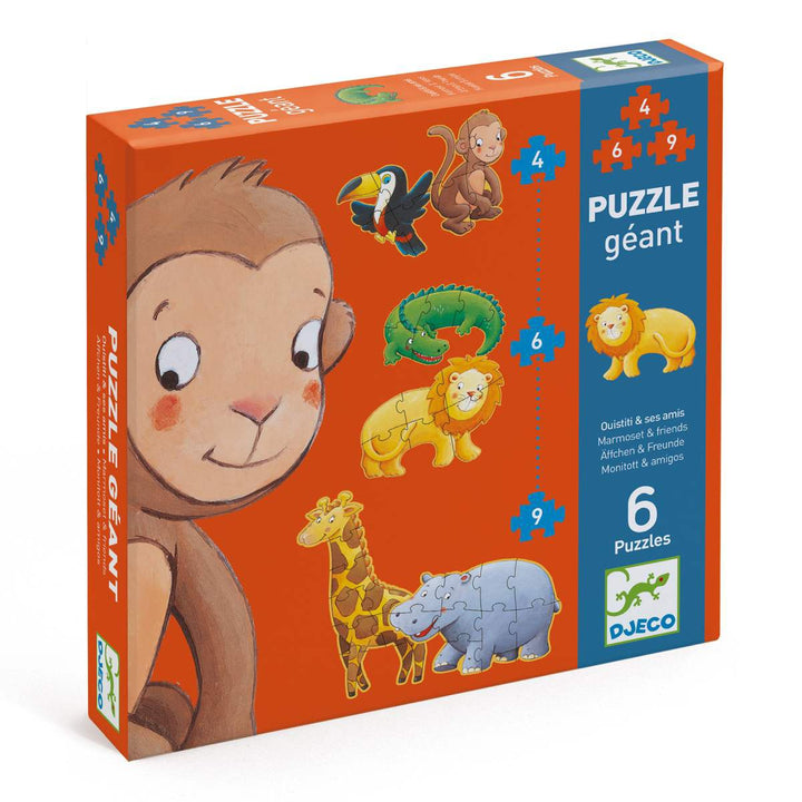 Puzzle singes et amis - 3,6,9 pièces