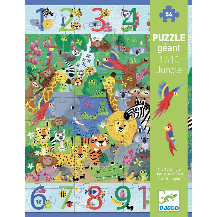 Puzzle de sol : 1 à 10 jungle 54 pièces