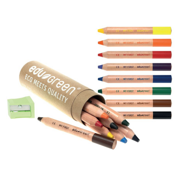 Crayons de couleur, 8 pièces en 8 couleurs assorties avec 1 taille-crayon
