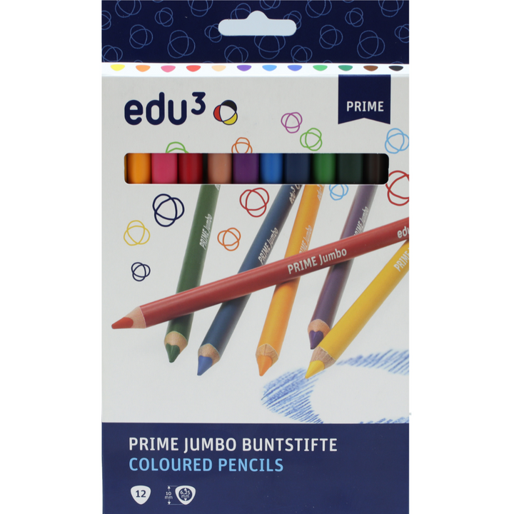 Lot de 12 crayons de couleur triangulaires jumbo PRIME